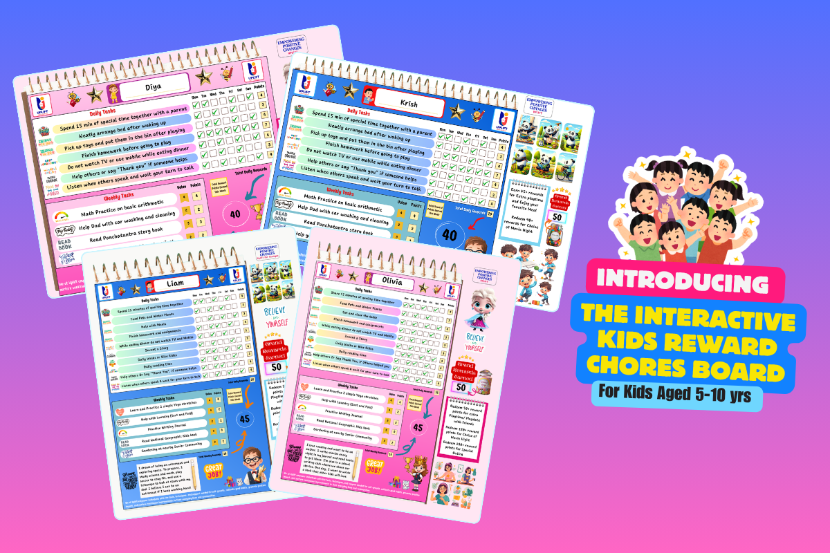 Personalized Uplift chore boards for multiple children with daily and weekly tasks