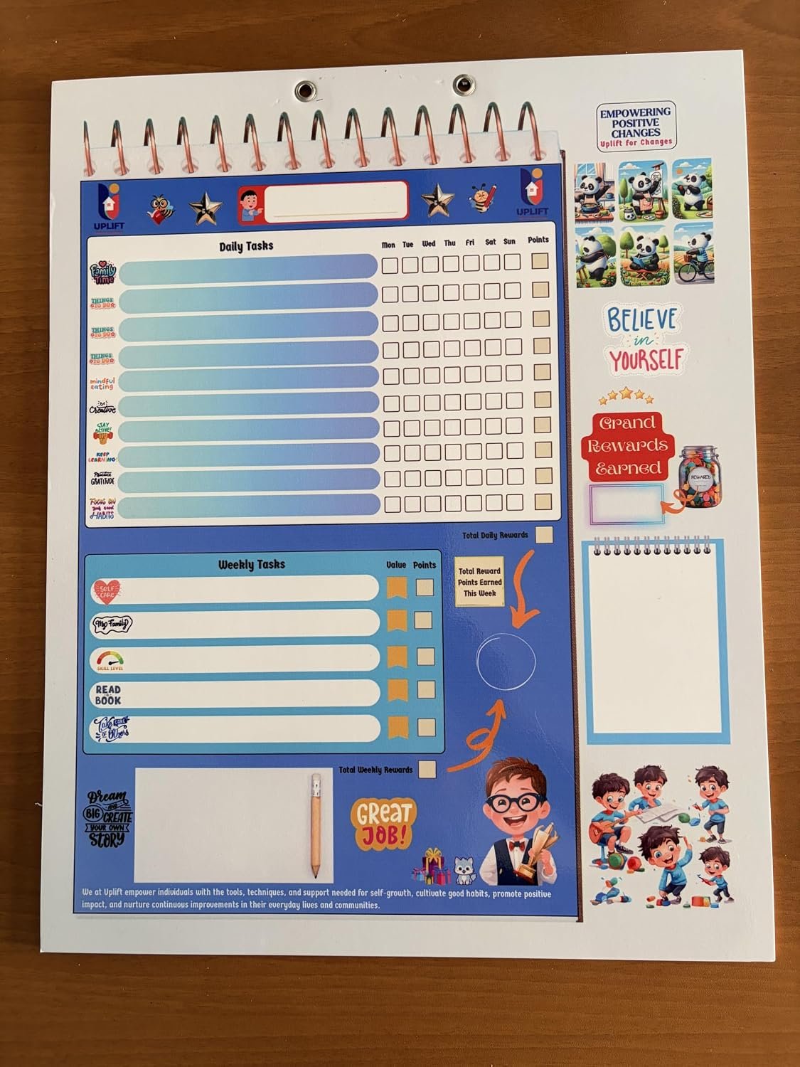 Kids Daily and Weekly Chores Chart, blue