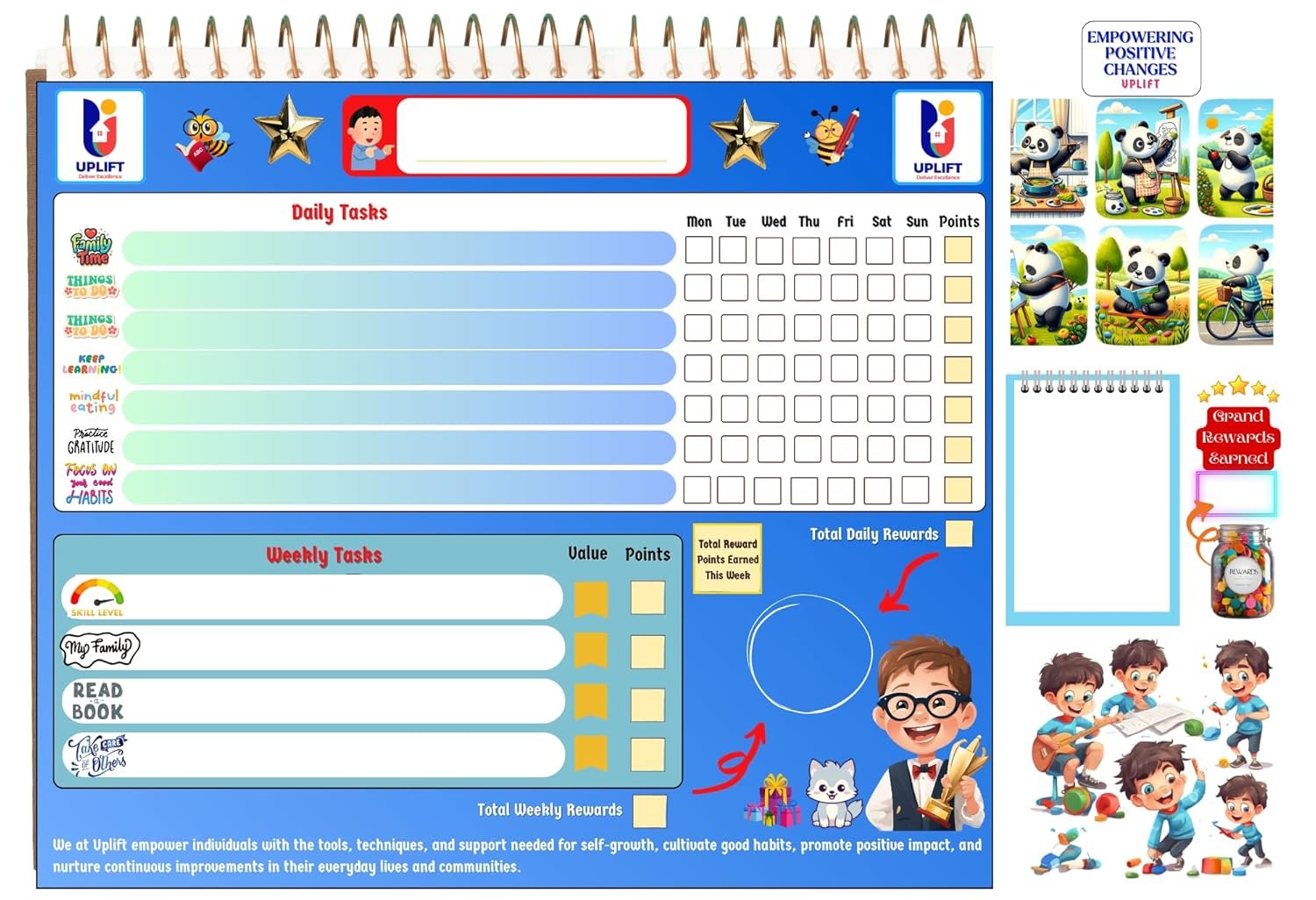Kids Daily Habit and Chores Tracker laminated sheet
