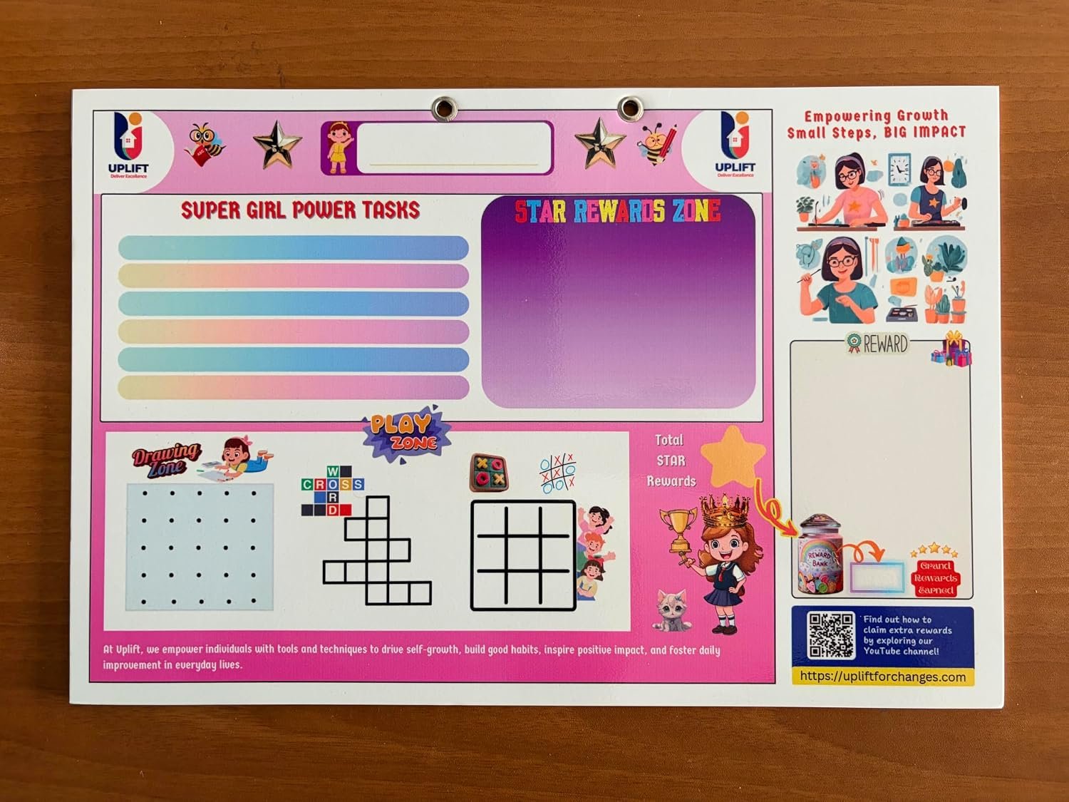 Kids Star Reward Chores Board, pink
